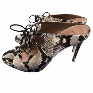 Aquazzura Flirt Natural Snakeskin Heels
